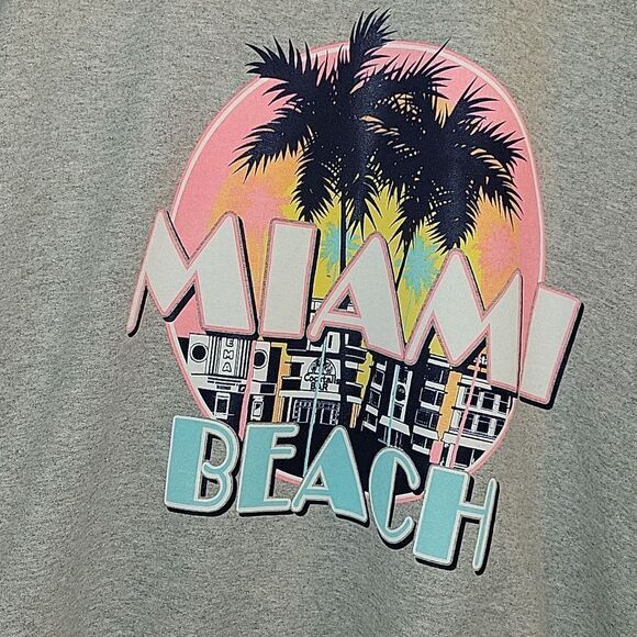 RETRO Miami Beach Pullover  Grey Sweatshirt XL Vintage Look - Picture 2 of 4